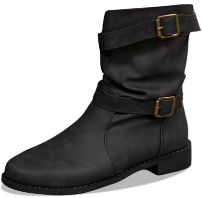 Botin para Mujer Extra Anchas Botines de Invierno Caña Ancha Biker Montar A Caballo aislamiento térmico Estilo Moderno Acabado en Pico Deporte Trekking Aire Libre Zapatos mayor calidez