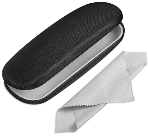 FINTIE Étui à Lunettes Rigide, Portable Boîte à Lunettes en Cuir Synthétique avec Chiffon Lunettes de Vue pour Femmes et Hommes