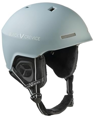BLACK CREVICE Casco de esquí para hombre y mujer | Modelo: Aspen I Casco de snowboard con diseño deportivo I Ajuste de tamaño sin niveles, gris, S