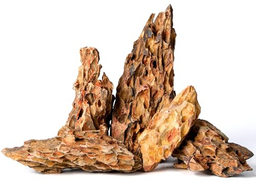 FISCAPE 5,5-20,5 cm Naturlig Dragon Stone, 5 St Blandade Akvariestenar för Aquascaping, Terrarier & Akvariedekoration