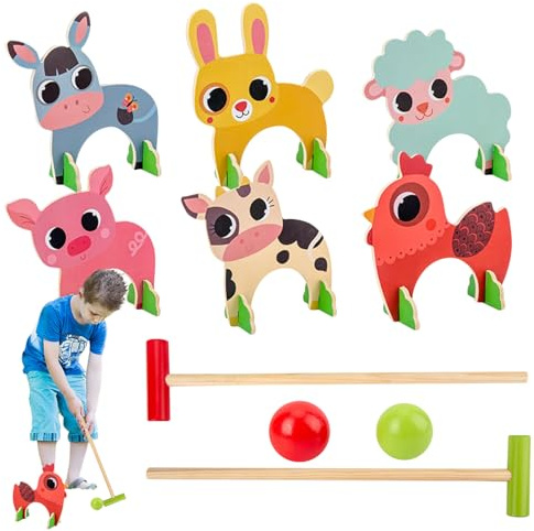 Jungle Animal Croquet Game – Innovative Design Set Cute, Convenient, Portable Classic , Ergonomic, Light Weight Outdoor Family | Multipurpose Indoor Utility Easy to Use Elegant