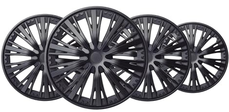 +PWR Car Parts Copricerchi 16 Pulse Nero, Set di 4 Unità, Universali, ABS ad Alto Impatto, Fissaggio a Pressione, Design Moderno e Ventilazione Ottimizzata