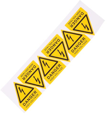 PRETYZOOM Lot de 6 Panneaux D’avertissement Haute Tension Autocollants, Signalisation de Sécurité Industrielle 40x50mm Jaune Noir, pour Équipement et Machines, Pictogramme de Prudence