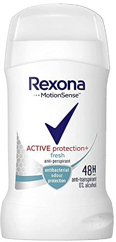 Barras antitranspirantes Rexona MotionSense Active Protection+Fresh para mujer con protección antibacteriana, 40 ml
