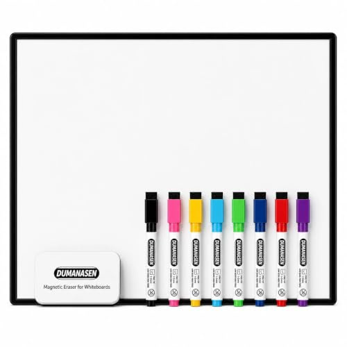 Dry Erase Whiteboard, DumanAsen Double Sided White Board with Dry Erase Pens and Eraser for School, Home, Office, Remote Learning (42cm*30cm) - Black Right Angle