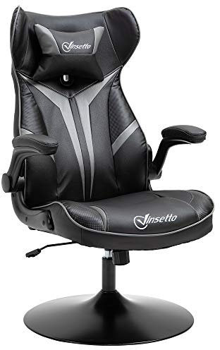 Vinsetto Gaming Stuhl ergonomischer Computerstuhl mit Wippfunktion Drehstuhl höhenverstellbar Stahl Schwarz+Grau 67 x 70 x 106-112 cm