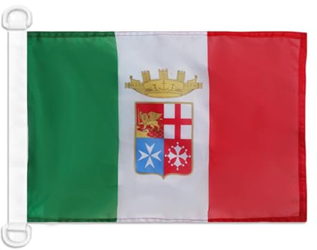 AZ FLAG - Drapeau Pavillon de guerre Italie - 45x30 cm - Pavillon Nautique Militaire Italien Spécial Bateau Et Extérieur En Maille Bloquée Avec Anneaux Plastiques Intégrés - 30g