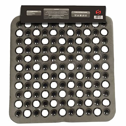 SUL Square Shower Mat Anti-Slip Washable Quadrant Bath Mat For Walk In Shower Tray,Bathtub Shower Mats Non-Slip Drain Holes Suction Cups,Latex Free Resistant Mats Ideal Elderly Size43cmx43cm (BLACK)