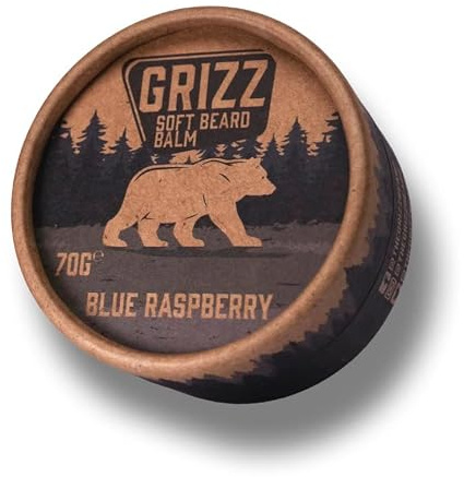 Grizz Soft Beard Balm | 70g | Beard Moisturiser | Beard Wax | Beard Cream | Shea Butter & Bees Wax | Jojoba Oil & Argan Oil | (Blue Raspberry)