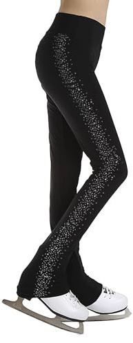 Hansber Ice Skating Pants for Girls Figure Skating Pants Gymnastic Workout Yoga Training Legging Dancing Costume Black 13-14 Years