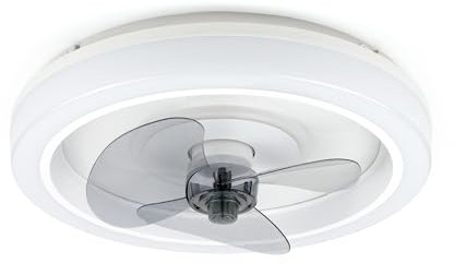 Noaton 12045W Dorado, Deckenventilator mit Beleuchtung, LED Dimmbar max 48 W, 3 Farbtemperaturen, Fernbedienung, Timer, Luftdurchsatz bis zu 15 m3/min, Durchmesser 44 cm, Weiß