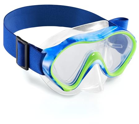 Aegend Kids Swim Goggles Snorkel Diving Mask with Nose Cover for Kids 3-15, Knitted Fabric Strap, Anti-Fog 180° Clear View No Leak