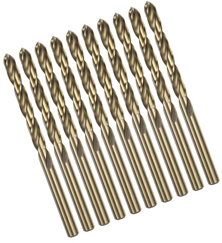 TOP-VIGOR 10Pcs 6.5mm Cobalt Jobber Drill Bits, M35 High Speed Steel HSS Twist Dril Bit Tool with Straight Shank for Drilling Hardened Metal, Stainless Steel, Cast Iron, Wood and Plastic