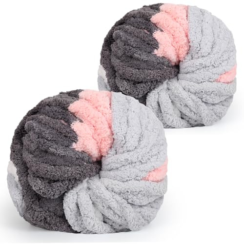 Coopay Dicke Wolle zum Häkeln, 2x240g Sperrige Armstricken Wolle zum Handstricken, Soft Chunky xxl Wolle zum Stricken für Decken, Kissen, Haustier Nest - Kätzchen
