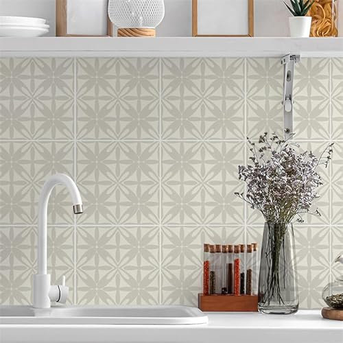 Bathroom Tile Stickers 15X15Cm Off White Stick On Tiles, Bathroom Waterproof Oil-Proof Art,Peel and Stick Splashback, Vinyl Wall Tile Transfers Sticker(25Pcs)