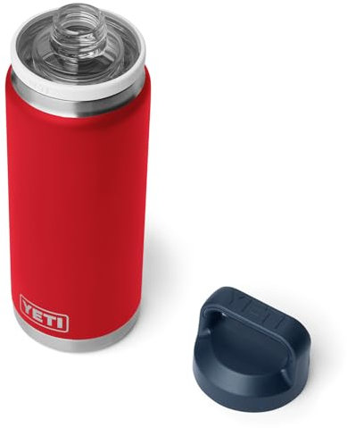 YETI Rambler 26 oz Bottle, Vacuum Insulated, Leakproof, Stainless Steel with Chug Cap, Rescue Red/White/Navy