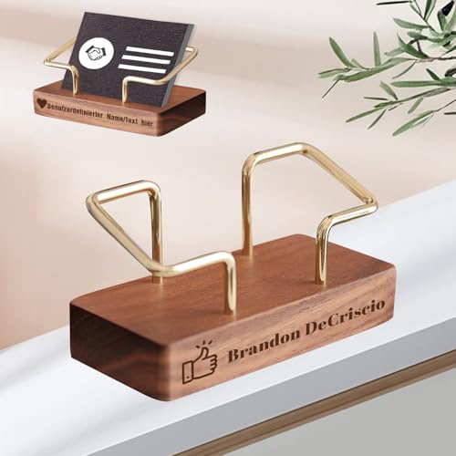 Visitenkartenhalter Personalisierter Visitenkartenständer für Den Schreibtisch Visitenkartenhalter Holz Graviertes Namenslogo für Büro Ausstellen (Personalisierter Visitenkartenhalter)