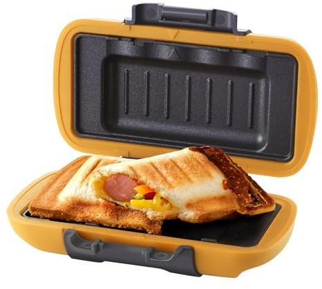 Mico Dingker Microwave Sandwich Maker, Microwave Toastie Maker, Snack Maker & Panini Press, Microwavable Metal, Removable Non-Stick Plates Silicone Microwavable Cookware, Heatwave Technology, Orange
