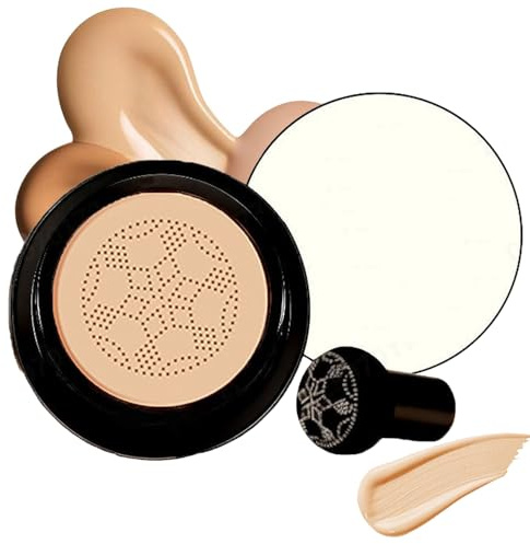 Mushroom Head CC Creme,Fond de Teint Couvrant Imperfections, Air Cushion BB Cream,Hydratant Eclaircissant Fond de Teint Couvrant Imperfections Durable Maquillage Nude (Natural)