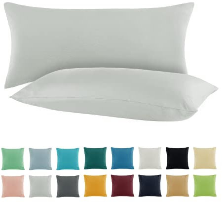 SHC by BaSaTex 2er Pack Jersey Kissenbezüge Kissenhüllen | Kopfkissenbezug aus 100% Baumwolle | 40x60 cm Nackenkissen Bezug | Farbe Silber