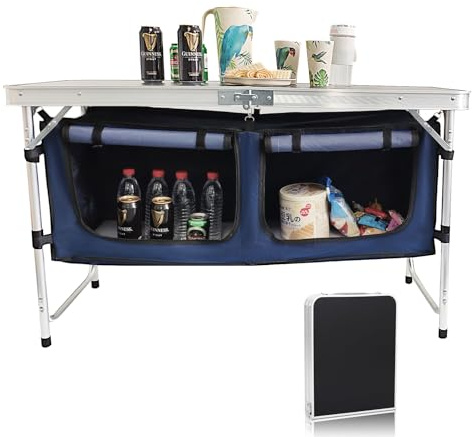 Camp Field Camping Folding Aluminum Table with Adjustable Legs,Outdoor Picnic Foldable Table for Travel Beach, Backyards, BBQ, Party and Gift... (Black)