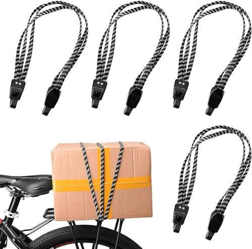 Diealles Shine Fahrrad Spanngurt, 4 Stück Spanngurt mit Haken, 3 in 1 Spanngummi Flach Verstellbar Gepäckspanner Gepäckträger Gurt Fahrrad, Expander mit Haken für Motorradhelme Fahrradgepäck