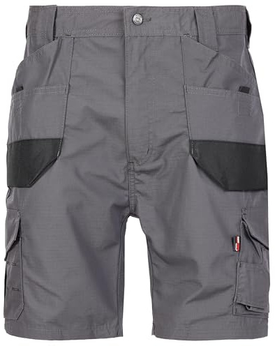 TuffStuff - Elite Grey Work Shorts, 28 Waist - Lightweight, Durable Ripstop Fabric - Multiple Handy Pockets - Smart Two-Tone Styling - Triple-Stitched Seams, Functional Design - Summer Workwear