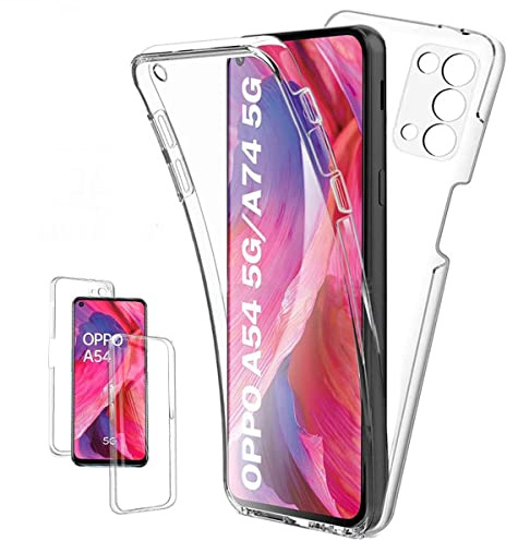 GOKEN Hülle für Oppo A74 5G / Oppo A54 5G, [ Integriertem Displayschutz ] 360 Grad Stoßfest Handyhülle, Transparent Soft TPU Bumper Schutzhülle, Transparent