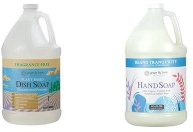 Ginger Lily Farms Botanicals Plant-Based Liquid Dish Soap, Concentrated Formula & Botanicals All-Purpose Liquid Hand Soap Refill, Island Tranquility