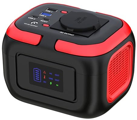 Powkey Tragbare Powerstation 26400mAh/97.68Wh, Powerbank mit Steckdose 120W 230V AC Ausgang 12V 6A DC, Notstromaggregat mit LED und SOS, Solargenerator für Camping Reisen,Solarpanel Nicht Dabei