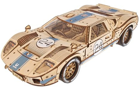UGEARS UGT-24 Ausdauer-Rennwagen 3D Puzzle - 1:12 Maßstab Mechanischer Holzmodellbausatz für Erwachsene - Sportwagen-Modellbausatz - Rennwagen 3D Holzpuzzle für Erwachsene 970 Teile