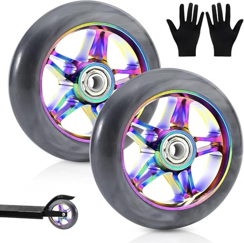 Roues de Trottinette 110 mm, 2 Pièces Roue Trottinette, Roues de Scooter, Roue de Rechange avec Roulements à Billes ABEC 9, pour Voitures à Bascule, Voitures Extrêmes, Scooters