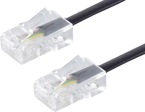 1aTTack.de 1x 6m - Telefon-Kabel 8/4 RJ45 (8P4C) Westernstecker auf 8/4 RJ45 (8P4C) Flach für Telefone Telefonanlagen Router Modems