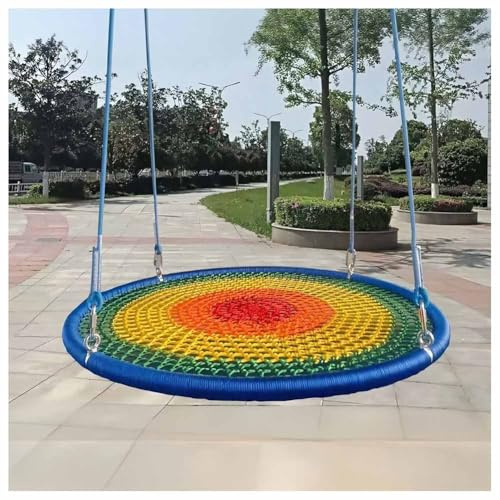 LXHELIVERY Colorful Woven Disc Swing - Includes 2m of Hanging Rope and 6 Hooks for Rocking Chair, Amusement Park(80cm/2.6ft)