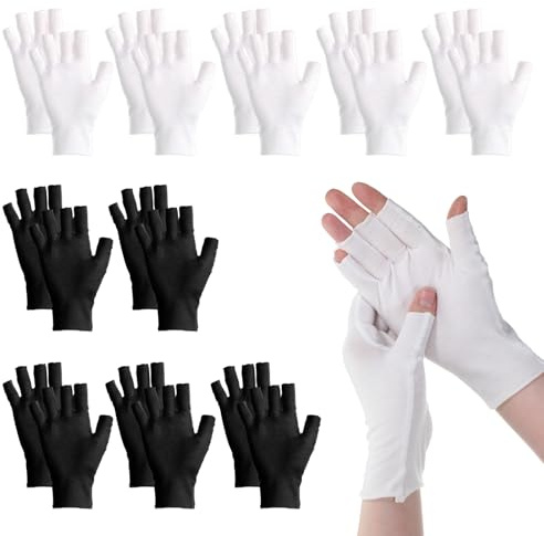 10 paia di guanti in cotone bianco nero guanti senza dita touch screen sottile guanto per mani asciutte dormire guanti idratanti