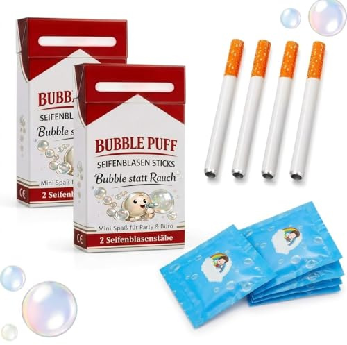 2 Pezzi Mini Giocattolo Soffia Bolle, Bubble Puff Cigarettes, Giocattolo Per Bolle Di Sapone, Bolle Di Sapone Sigarette, ideale per compleanni, ufficio e feste, uomini e donne