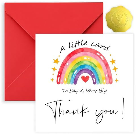 Xiwlaikeqi Teacher Thank You Card with Gold Foil Stickers,Thank You Cards | 150mm Greeting Cards for Nursery & Teachers，Assistants-A Little Card To Say Big Thank You-Envelope included, Blank Inside