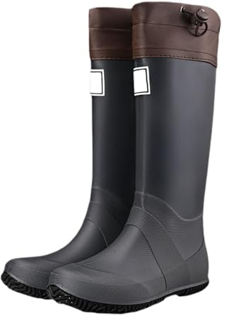 Botas de goma para hombre, media altura, antideslizantes, impermeables, duraderas, con acolchado suave, ligeras, para camping, senderismo, botas de goma para niños y adultos, 03 Gris Oscuro Adultos