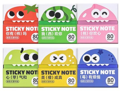 Notes Adhésives Amovibles Mignonnes Transparentes Colorées Réutilisables | Blocs-Notes de Bureau Notes Adhésives Pour Bureau École Journaling Annotation