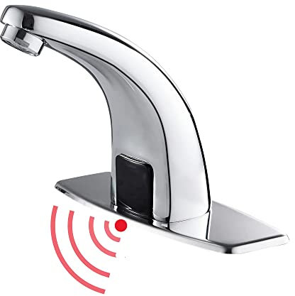 Gangang Bad Wasserhahn mit Sensor Infrarot Berührungsloser Wasserhahn Automatik Waschtischarmatur für Badzimmer Waschbecken