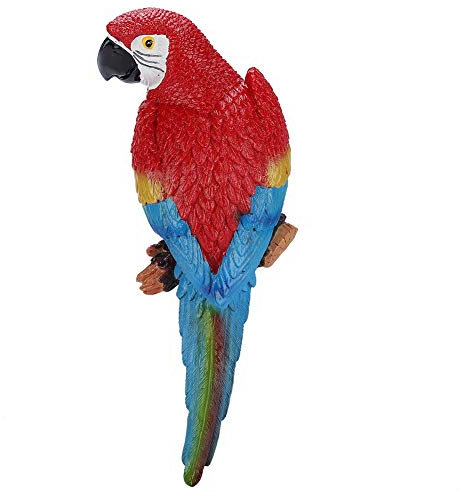 Delaman Resina Adorno Realista Loro Modelo de Juguete, Decoración de Pared de Escultura de Jardín (Color : Red, tamaño : Right)