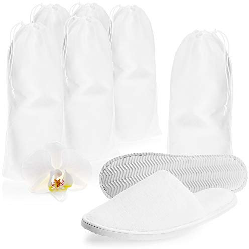 com-four® Premium Frottee Slipper Größe 42/43, 6 Paar - Hotelslipper weiß geschlossen - Gästepantoffeln - Gästehausschuhe - Badeslipper - Frottierslipper, Hausschuhe - Badeschuhe, Farbe: weiß - Unisex