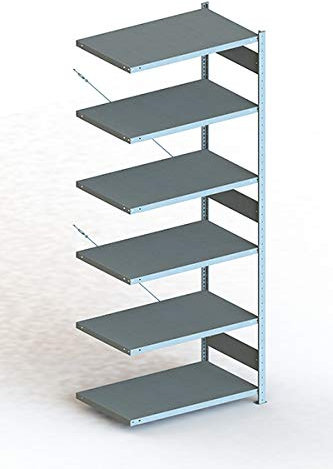 Meta Anbauregal - Zum Ausbau eines Lagerregales - 6 Böden - Farbe Silber - 250 x 100 cm - 60 cm tief