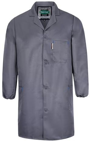 Yukirtiq Herr lager arbetsrock övergripande fabrik dammrock garage arbetsjacka mekaniska arbetskläder färg över rock (XL, A-grå)