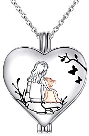 HOOHWE Medallion Zum öffnen mit Bild Kette mit Bild 925 Sterling Silber Herz Halskette Mutter Tochter Kette Amulett Zum öffnen Erinnerung Geschenke für Damen Mother 's day