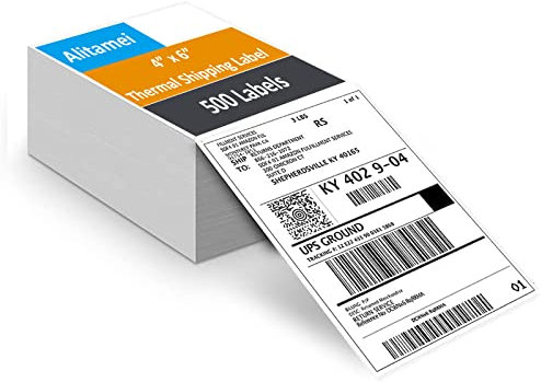 Alitamei 4 x 6 (100mm×150 mm) Direkte Thermische Fanfold-Versandetiketten Klebeetiketten für Postanschriften Versandetikette (500 Blatt)