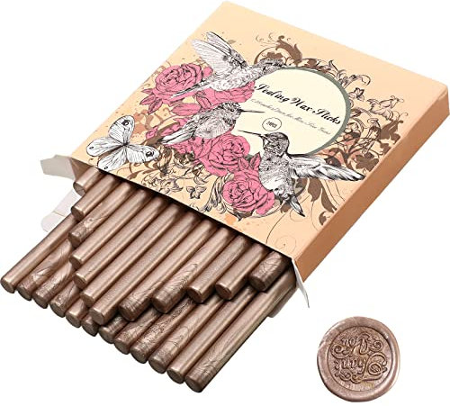 24 Packungen Klebepistole Siegelwachs Sticks für Wachssiegel Stempel für Hochzeit Einladungen, Karten Umschläge, Schneckenpost, Weinpakete, Weihnachten Geschenk Ideen(Champagner)