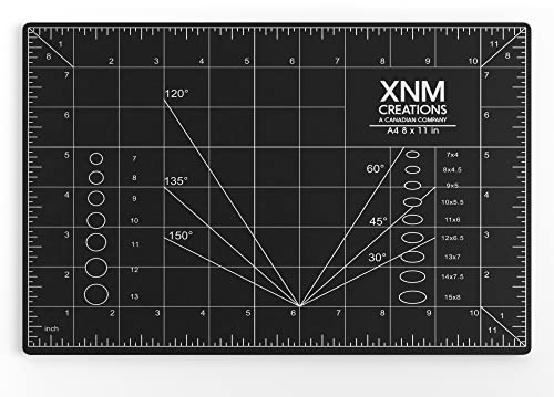 XNM Premium Self Healing Cutting Mat - 8 Inches by 11 inches - A4, 3 Layer Quality PVC Construction - Dual Sided, Imperial and Metric Grid Lines - Perfect for Cutting, Sewing, and Crafts