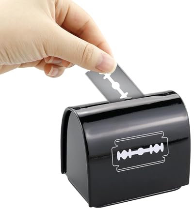Caja de eliminación de afeitadora portátil, banco de almacenamiento seguro para maquinilla de afeitar de seguridad usada, accesorios de maquinilla de afeitar para almacenamiento de accesorios de