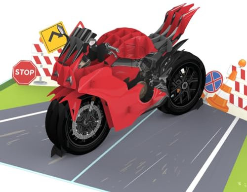 MOKIO® Biglietto Auguri Pop-Up – Patente di Guida per Moto – Buono 3D per lezioni di guida, scuola guida o casco da motociclista, Biglietto Regalo per il 18° compleanno